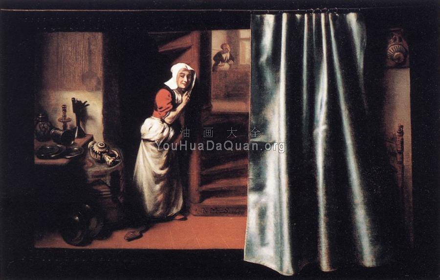 Eavesdropper with a Scolding Woman - 尼古拉斯·玛斯